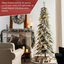 Glitzhome 7.5ft Artificial Christmas Tree, Pre-Lit Flocked Pencil Christmas Tree Chicago Frostwood Spruce with 350 Warm White Lights Home, Office, Holiday Decoration — 2
