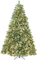 Best Choice Products 7.5ft Pre-Lit Scotch Pine Christmas Tree, Premium Frosted Pre-Decorated Artificial Holiday Decor w/ 1,320 Branch Tips, 2-in-1 White and Multicolor LED Lights, Cordless Setup — 1