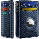 BULLIANT Magnetic Slim Leather Pocket Wallet Money Clip For Men 12Cards - Carbon Fiber Leather - Purplish Blue — 1