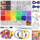 LIS HEGENSA 1300 Pcs DIY Childrens Crafts Beads Friendship Bracelet Kit, with Pony Beads Letter Beads and Bracelet… — 1