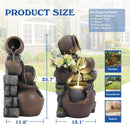 Dephet Outdoor Cascading Rock Water Fountain, 4-Tier Fountain and Waterfall