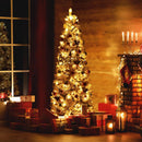 MUPATER Pencil Christmas Tree 7.5ft, Pre-lit Artificial Skinny Christmas Tree with Flocked Snow and Metal Stand, Warm White Lights Home Decoration for Office, Party (Snow White) — 6