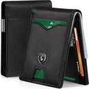 GSOIAX Slim Wallet for Men Rfid Blocking Leather Bifold Front Pocket Carbon Fiber Men's Money Clips Credit Card Holder With Gift Box (Black money clip)