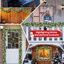 Christmas Garland with Lights 9 FT Artificial Christmas Garland 250 Pieces of Green Rattan Christmas Garland Holiday Artificial Decor for Stairs Wall Door Indoor Outdoor Garland — 4