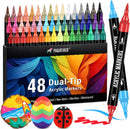 Pagather Acrylic Paint Markers, 48 Colors Dual Tip Fine & Brush Pens Set | Multicolor — 1