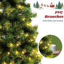 Okicoler Pre-Lit Pencil Artificial Holiday Slim Christmas Tree with Warm Lights and Metal Base Stand for Home, Office, Party Decoration,Green (7.5ft) — 4