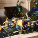 Valery Madelyn 20'' Pre-Lit Christmas Wreath for Front Door with Lights, Large Lighted Outdoor Christmas Wreath with Peacock Feathers & Balls for Home Porch Fireplace Window Holiday Party Wall Decor — 3