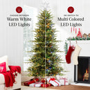 Best Choice Products 6ft Pre-Lit Artificial Aspen Slim Christmas Tree, Noble Holiday Décor w/ 1,350 Branch Tips, 2-in-1 Multicolor LED Lights, Cordless Connection, Metal Stand — 4