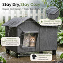Love's cabin Outdoor Cat House Weatherproof Elevated Cat Bed, Grey, Large — 3