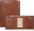 Real Leather Mens Trifold Wallet - RFID Slim Minimalist Front Pocket Gift (VT tan)