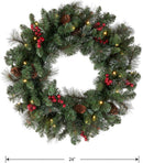 National Tree Company 24in Pre-Lit Crestwood Spruce Christmas Wreath — 4