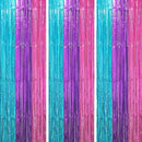 Voircoloria Blue Purple Pink Fringe Backdrop Curtains, 3.3x8.2ft, 3 Pack | 61 Blue Pink and Purple — 1