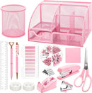 Fayoo 11 Pcs Pink Office Supplies Set Mesh Desk Organizer Accessories Kit — 1