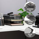 Mind Reader 2 Tier Paper Tray with Top Supply Compartment, Desktop File Organizer, Metal Mesh, Black — 4