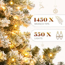 YITAHOME Prelit Snow Flocked Artificial Full Christmas Tree 7.5ft with Remote Control, Christmas Pine Tree with 11 Light-Modes, 1450 Branch Tips and Foldable Base for Home, Party Decoration — 4