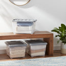 Amazon Basics Plastic Storage Containers with Secure Latching Lids, Stackable Organization Bins, Clear/Grey, 32 Quart, Set of 6 — 2