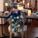 Valery Madelyn Pre-Lit Christmas Teardrop Swag for Decorating Outdoor, 24 Inch Silver Blue Mailbox Swag Decoration with 20 LED Lights, Ball Ornaments for Front Door Stairway Window Shelf Xmas Decor — 3