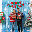 Blue Tinsel Curtain Party Backdrop - Pack of 2 | Glitter Light Blue — 4