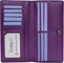 Bveyzi Ultra Slim Thin Leather RFID Blocking Credit Card Holder Bifold Clutch Wallets for Women - Purple - Leather — 1