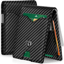 GSOIAX Slim Wallet for Men Rfid Blocking Leather Bifold Front Pocket Carbon Fiber Men's Money Clips Credit Card Holder With Gift Box (Carbon money clip)