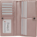 Bveyzi Ultra Slim Thin Leather RFID Blocking Credit Card Holder Bifold Clutch Wallets for Women - Rose Gold - Leather — 1