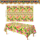 OHOME 2 Pack Luau Party Decorations - Plastic Tablecloth for Hawaiian Theme Party Decorations | Tropical Summer Beach Pool Birthday Backdrop Favors Supplies | Red Green Yellow — 2