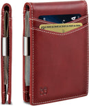 SERMAN BRANDS Money Clip Wallet - Mens Wallets slim Front Pocket RFID Blocking Card Holder Minimalist Mini Bifold (Ruby Red Transformer)