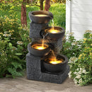 Grepatio 4-Tiers Indoor/Outdoor Garden Water Fountain, 21.9" H Cascading Water…