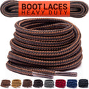 Miscly Round Boot Laces [1 Pair] Heavy Duty and Durable Shoelaces for Boots, Work Boots & Hiking Shoes | Black/Brown — 1