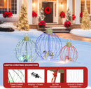 VEIKOU Set of 3 Lighted Christmas Ornaments, 3 Colors Outdoor Holiday Ball Decoration with 570 LED Lights, Christmas Decor with 20 Small Plastic Balls for Garden, Yard, Lawn — 3