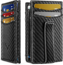 BULLIANT Magnetic Slim Leather Pocket Wallet Money Clip For Men 12Cards - Carbon Fiber Leather - Black — 1