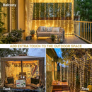 JMEXSUSS 300 LED Remote Control Curtain Lights, Plug in Fairy Curtain Lights Outdoor, Window Wall Hanging String Lights for Bedroom Indoor Dorm Backdrop Wedding Party Patio Christmas Decor, Warm White | *Warm White — 4