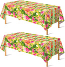 OHOME 2 Pack Luau Party Decorations - Plastic Tablecloth for Hawaiian Theme Party Decorations | Tropical Summer Beach Pool Birthday Backdrop Favors Supplies | Red Green Yellow — 1