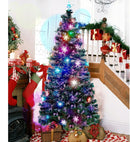 Juegoal 6 ft Pre-Lit Optical Fiber Christmas Artificial Tree, RGB Color Changing LED Lights, Snowflakes & Top Star, Fake Xmas Tree with Metal Legs — 5