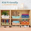 4E's Novelty 6 Pack Classroom Paper Baskets, Organizing Desk Boho Tray for A4 Papers, Classroom Storage Plastic Paper Bins, Fun Turn In Trays for Teachers and Students, Office Desk Room Trays — 6