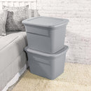 Sterilite 18 Gal Storage Tote, Stackable Bin with Lid, Plastic Container to Organize Clothes in Closet, Basement, Gray Base and Lid, 8-Pack — 5