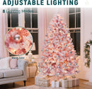 YITAHOME 6FT Prelit Pink Flocked Christmas Tree with Warm-White Lights — 4