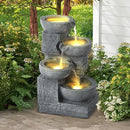 Grepatio 4-Tiers Indoor/Outdoor Garden Water Fountain, 21.9" H Cascading Water…