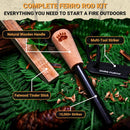 Ferro Rod Fire Starter Kit with Fatwood Tinder Stick - 3/8" Thick Ferrocerium Flint and Steel Fire Starter, Multi-Tool Striker & Pouch - Survival Fire Steel for Camping, Bushcraft & Emergency | Natural Wood — 2
