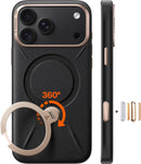 TORRAS Magnetic Stand for iPhone 18 Pro Max Case Leather, Q3 VegSkin Black photo 1