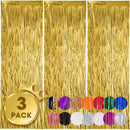 Voircoloria Gold Foil Fringe Backdrop Curtains, 3.3x8.2ft, 3 Pack | 05 Gold — 1