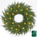 24" Lighted Norfolk Pine Wreath, Thick and Soft, Timer and 8 Modes, Artificial Christmas Wreaths for Front Door 50 LED 70 Pine Branches Christmas Door Wreath for Wall Window Indoor Outdoor Home Decor — 7