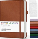 Dotted Journal Notebook, A5 Leather Hardcover, 160 Pages, 180° Lay-Flat Binding, 100 GSM Thick Paper, Dot Grid for Bullet Journaling, Planning & Daily Organization (Brown) — 1