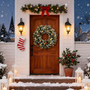 HipTree 24 Inch Lighted Christmas Wreaths for Front Door with Lights — 7