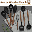 Silicone Cooking Utensil Set, Umite Chef 8-Piece Kitchen Utensils Set with Natural Acacia Wooden… — 2