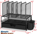 Simple Houseware Desk File Organizer for Office Supplies w/Drawer, Black — 2