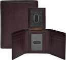Real Leather Mens Trifold Wallet - RFID Slim Minimalist Front Pocket Gift (Brown)