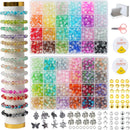 REVKI 1300PCS 8mm Mixed Crackle Glass Beads for Bracelets Making with Accessories, 48 Colors Crystal Glass Beads… — 1