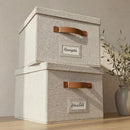 Decorative File Organizer Box Set of 2 - Collapsible Linen Filing Cabinets — 1