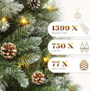 YITAHOME 7.5ft Prelit Christmas Tree w/Pine Cones & Pine Needles & Remote — 3